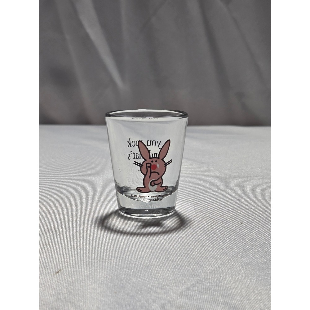 Jim Benton ICUP You Suck And That's Sad Crying Bunny Shot Glass Vintage Novelty